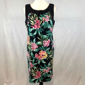 AB Studio beautiful tropical print sheath dress with pockets size 8